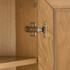 31" Natural Wood Corner Paneled Accent Cabinet With Two Doors