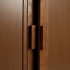 31" Walnut Wood Corner Accent Cabinet With Two Doors