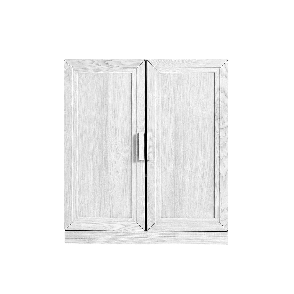 31" White Wood Corner Paneled Accent Cabinet With Two Doors