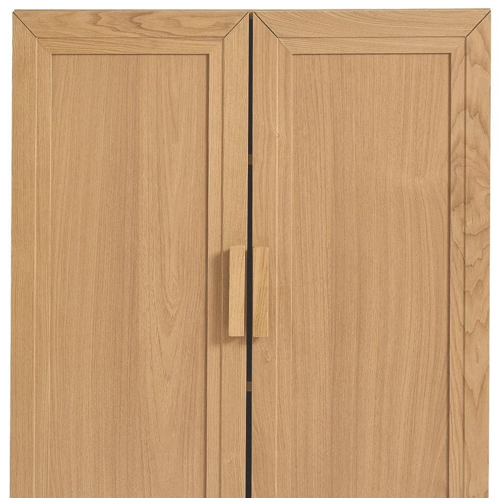 31" Natural Wood Corner Accent Cabinet With Two Doors