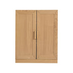 31" Natural Wood Corner Accent Cabinet With Two Doors