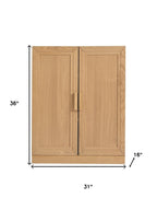 31" Natural Wood Corner Accent Cabinet With Two Doors