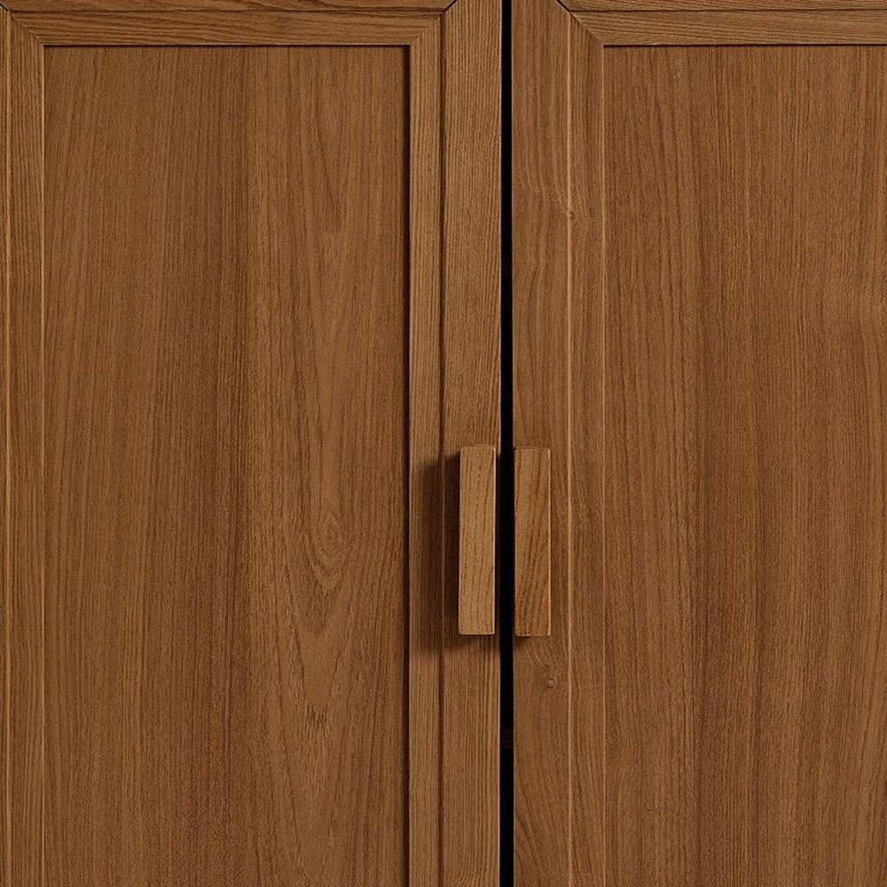 Set Of Two Walnut Wood Corner Accent Cabinet With Two Doors