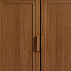 Set Of Two Walnut Wood Corner Accent Cabinet With Two Doors