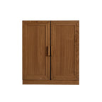 Set Of Two Walnut Wood Corner Accent Cabinet With Two Doors