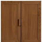 Set Of Two Walnut Wood Corner Accent Cabinet With Two Doors
