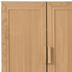 Set Of Two Natural Wood Corner Accent Cabinet With Two Doors
