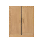 Set Of Two Natural Wood Corner Accent Cabinet With Two Doors