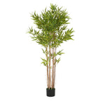 70" Green Artificial Bamboo Tree In Cylindrical Black Pot
