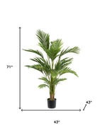 71" Green Artificial Palm Tree In Cylindrical Black Pot