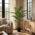 71" Green Artificial Palm Tree In Cylindrical Black Pot