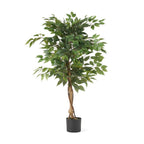 47" Green Artificial Ficus Tree In Cylindrical Black Pot