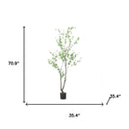 71" Green Artificial In Cylindrical Black Pot