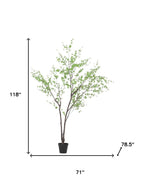 118" Green Artificial In Cylindrical Black Pot