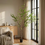 118" Green Artificial In Cylindrical Black Pot