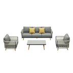 Four Piece Black Metal Outdoor Patio Set With Table