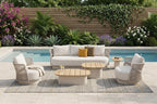 Six Piece Beige Metal Outdoor Patio Set With Table