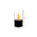 12" Black And Clear Metal And Glass BioEthanol Portable Tabletop Firepit