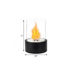 11" Black And Clear Metal And Glass BioEthanol Portable Tabletop Firepit