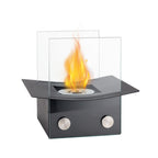 8" Black And Clear Metal And Glass BioEthanol Portable Tabletop Firepit