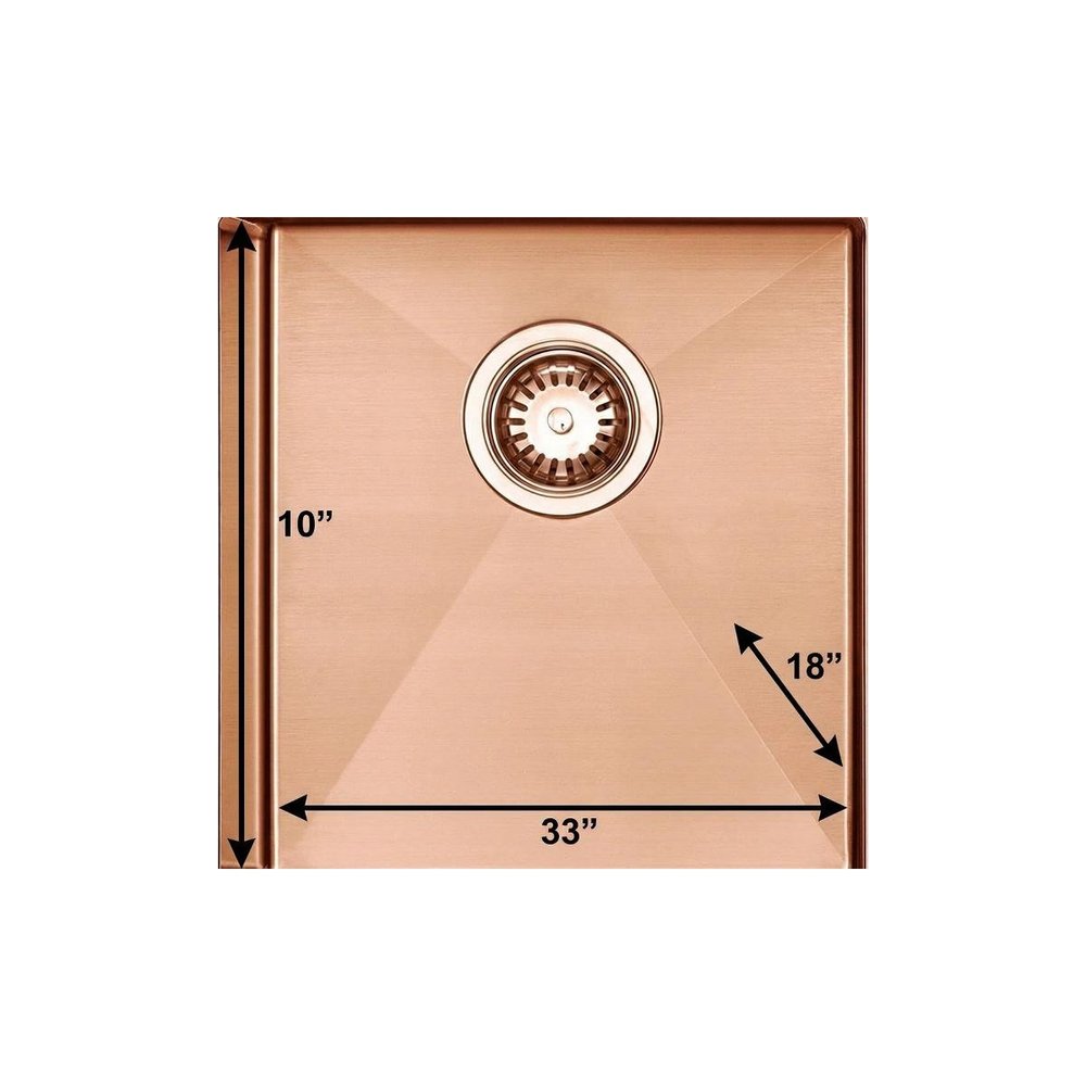 10" X 33" Gold Stainless Steel Undermount With Sink