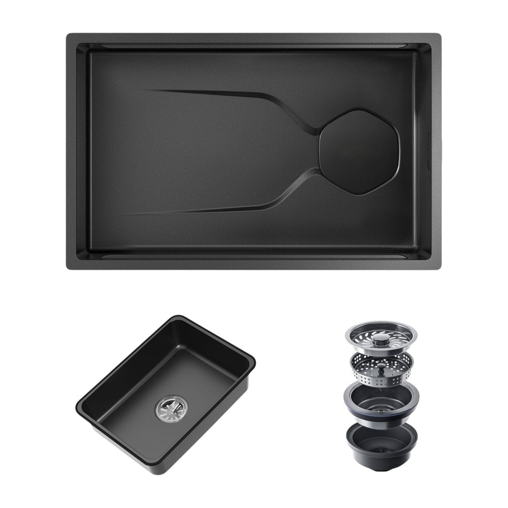 9" X 30" Black Stainless Steel Undermount Kitchen Sink