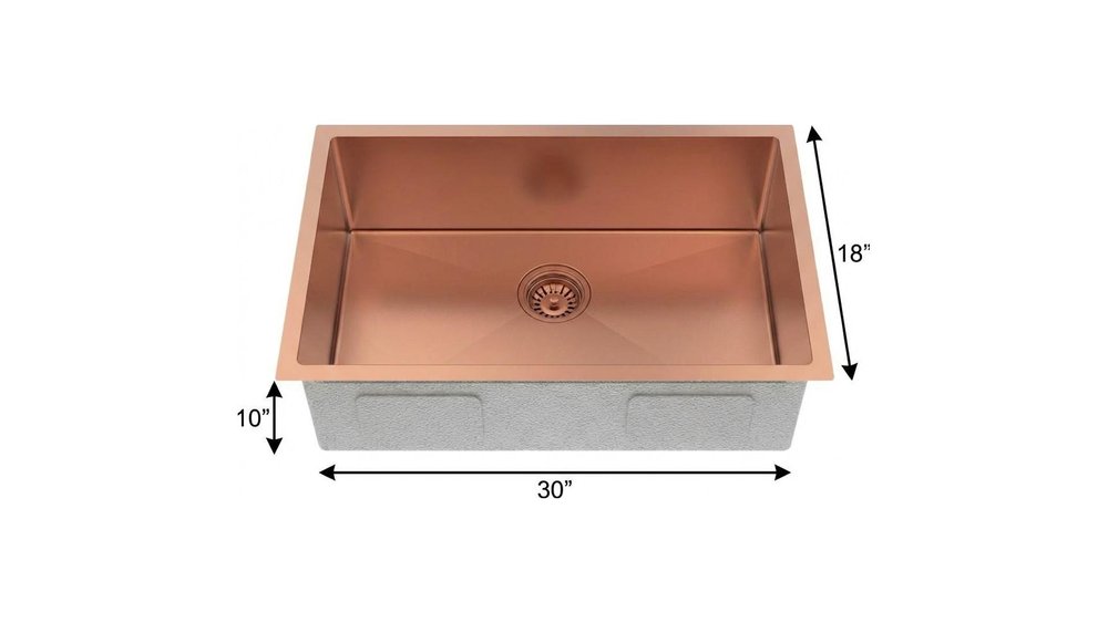 10" X 30" Gold Stainless Steel Undermount Kitchen Sink
