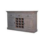 59" Brown Distressed Solid Wood Three Drawer Buffet Table With Two Doors