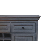 59" Brown Distressed Solid Wood Three Drawer Buffet Table With Two Doors