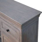 59" Brown Distressed Solid Wood Three Drawer Buffet Table With Two Doors