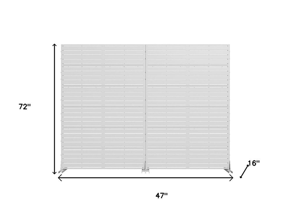 72" White Argyle Steel Six Panel Outdoor Privacy Screen