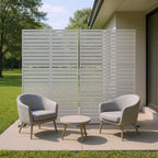 72" White Argyle Steel Six Panel Outdoor Privacy Screen