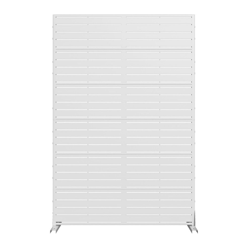 72" White Argyle Steel Six Panel Outdoor Privacy Screen