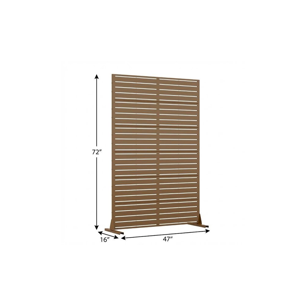 72" Brown Argyle Steel Six Panel Outdoor Privacy Screen