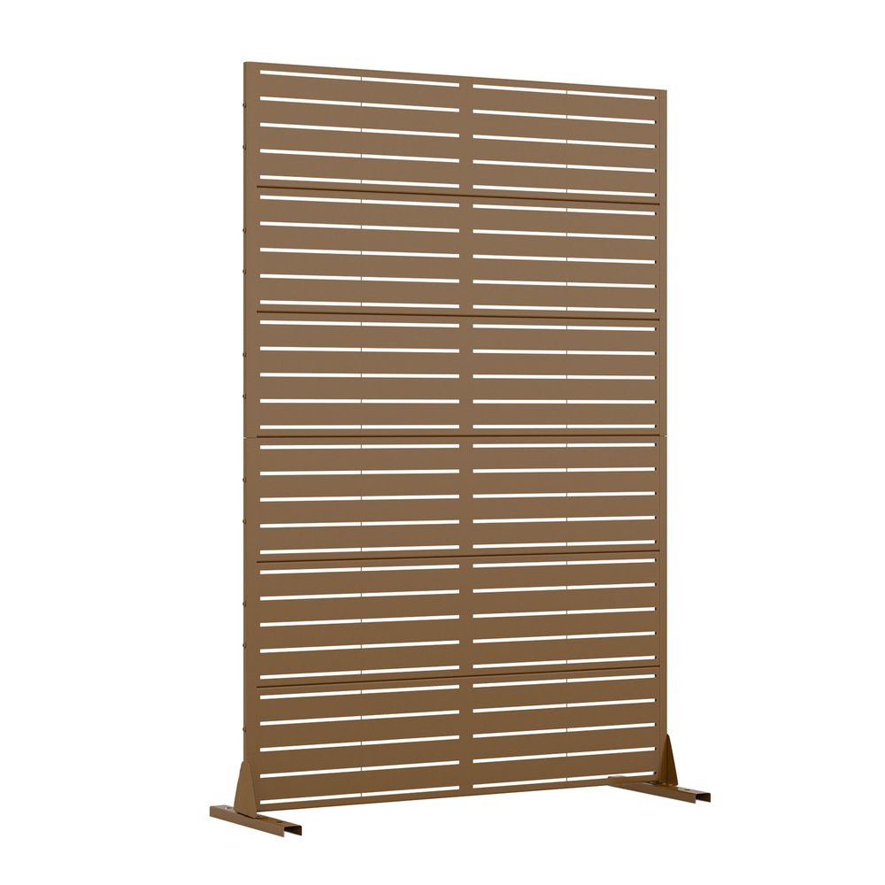 72" Brown Argyle Steel Six Panel Outdoor Privacy Screen