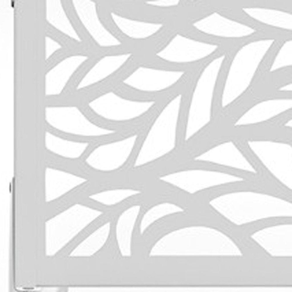 72" White Argyle Steel Three Panel Outdoor Privacy Screen