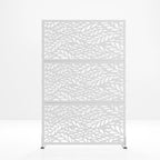 72" White Argyle Steel Three Panel Outdoor Privacy Screen