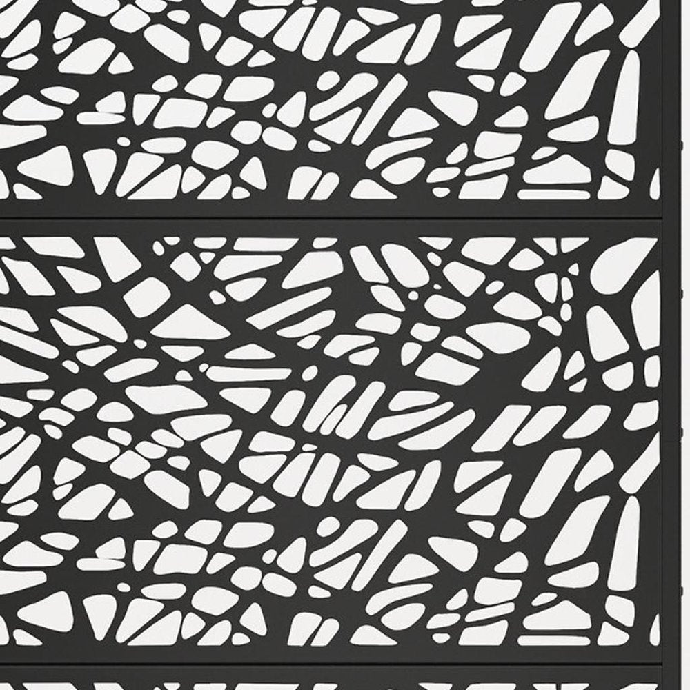 72" Black Argyle Steel Three Panel Outdoor Privacy Screen