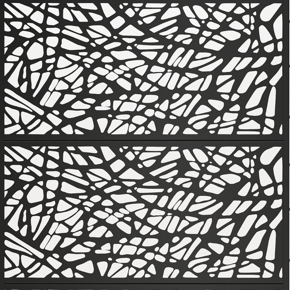 72" Black Argyle Steel Three Panel Outdoor Privacy Screen