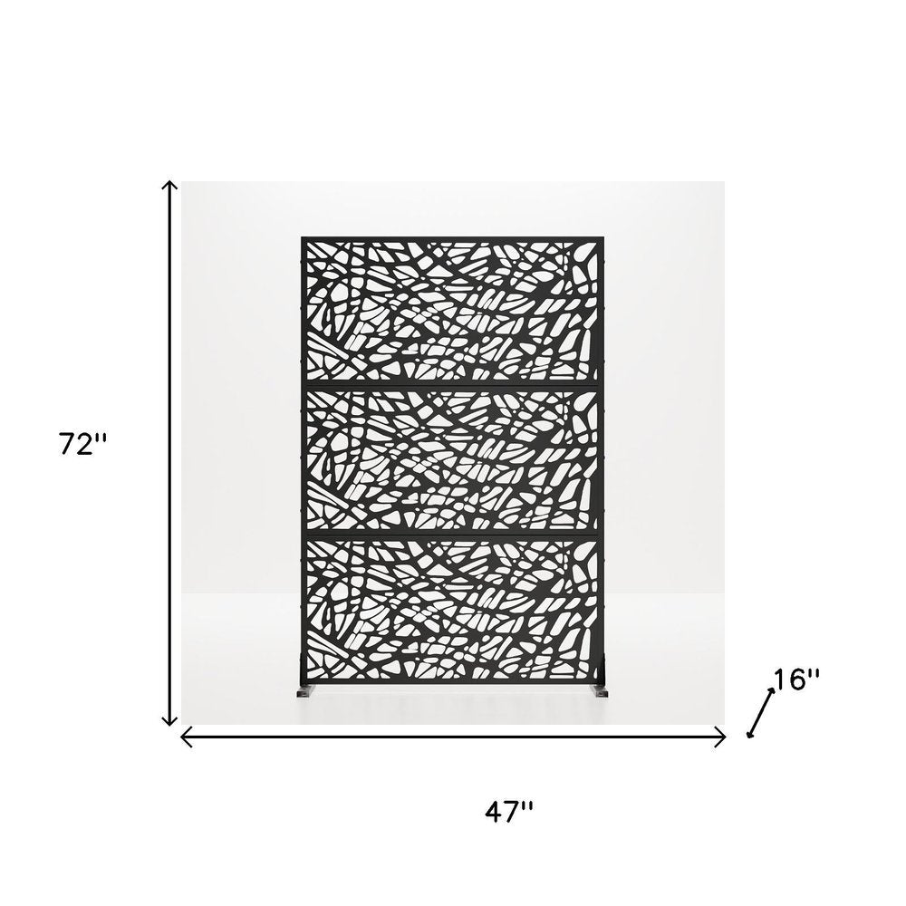 72" Black Argyle Steel Three Panel Outdoor Privacy Screen