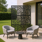 72" Black Argyle Steel Three Panel Outdoor Privacy Screen