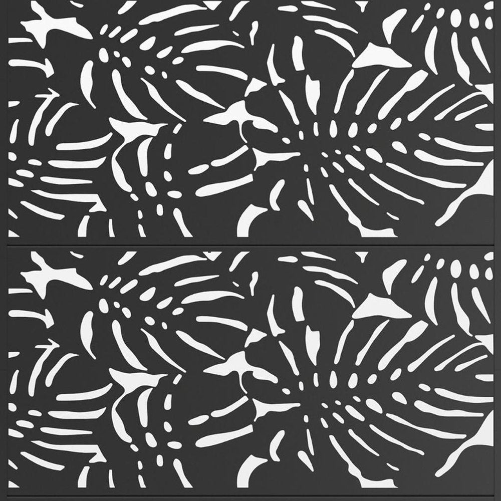72" Black Argyle Steel Three Panel Outdoor Privacy Screen