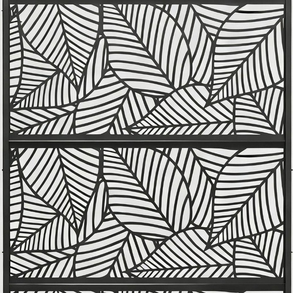 72" Black Argyle Steel Three Panel Outdoor Privacy Screen