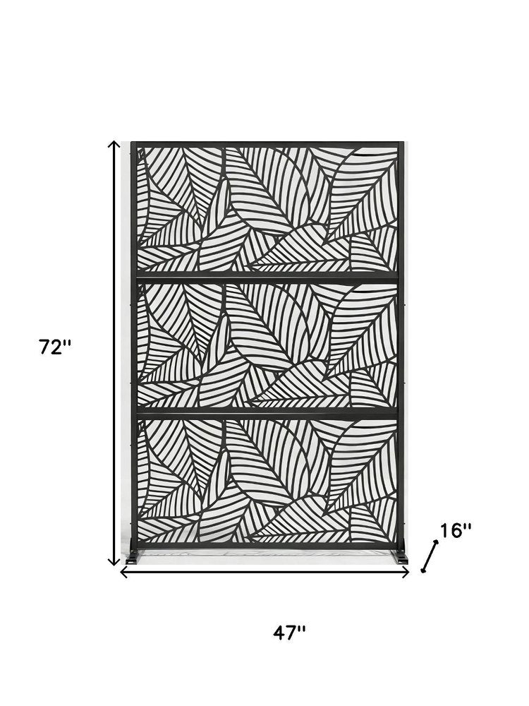 72" Black Argyle Steel Three Panel Outdoor Privacy Screen