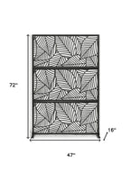 72" Black Argyle Steel Three Panel Outdoor Privacy Screen