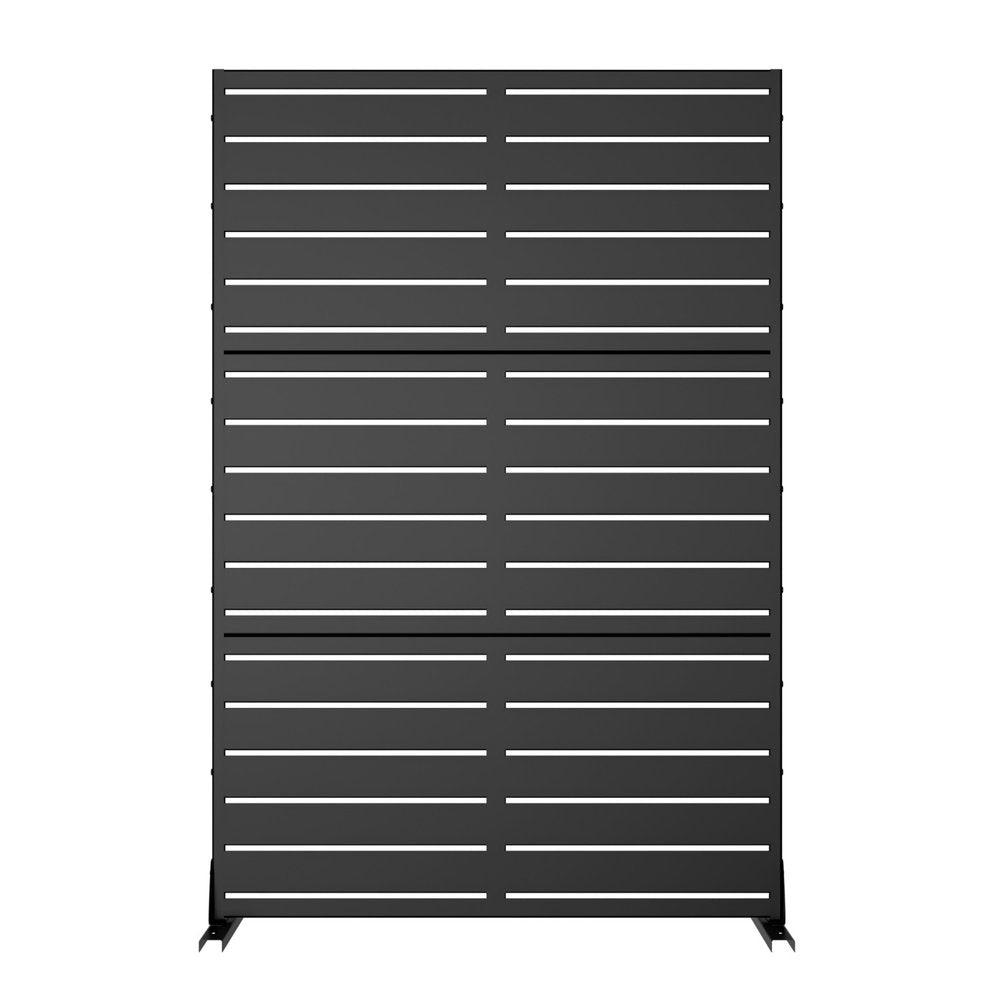 72" Black Argyle Steel Three Panel Outdoor Privacy Screen