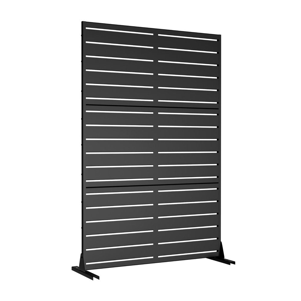72" Black Argyle Steel Three Panel Outdoor Privacy Screen
