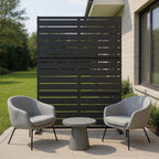72" Black Argyle Steel Three Panel Outdoor Privacy Screen