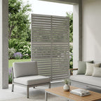 72" Gray Argyle Steel Six Panel Outdoor Privacy Screen