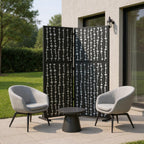 72" Black Argyle Steel Three Panel Outdoor Privacy Screen